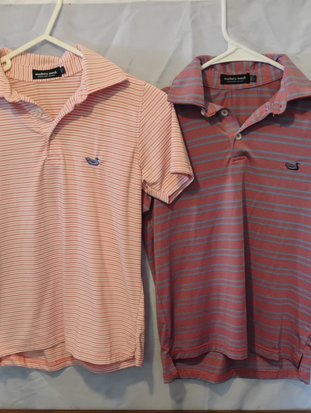 Southern Marsh Youth Striped Polo Pair - Light Pink & Dusty Red YS 6-8